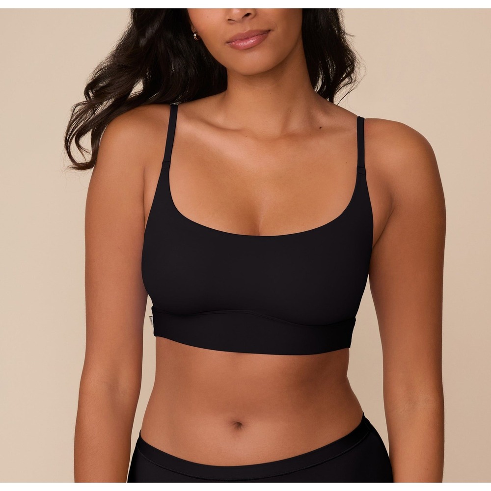 Aerie Sz L Real Good Scoop Neck Ribbed Bralette Black Padded Pullover Seamless - Picture 1 of 12
